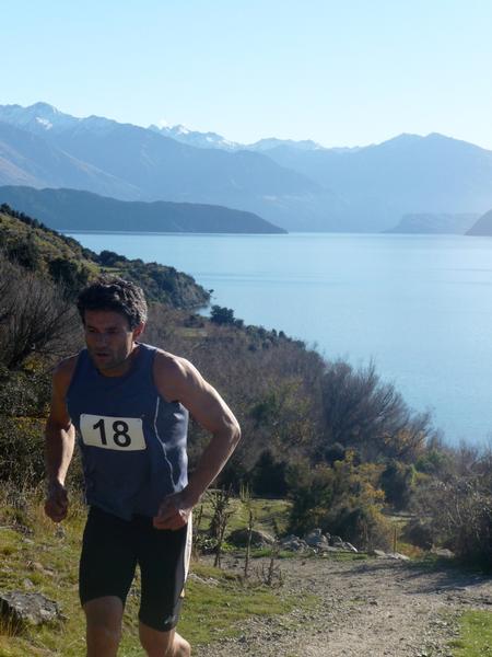 Mike Coombe, winner of last year's Kathmandu Riverrun Trail Series, enjoying Lake Wanaka's stunning tracks